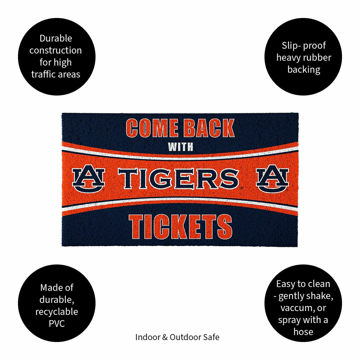 28" x 16" PVC Trapper Mat, Come Back with Tickets, Auburn University, Collegiate