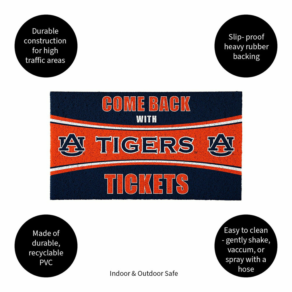 28" x 16" PVC Trapper Mat, Come Back with Tickets, Auburn University, Collegiate