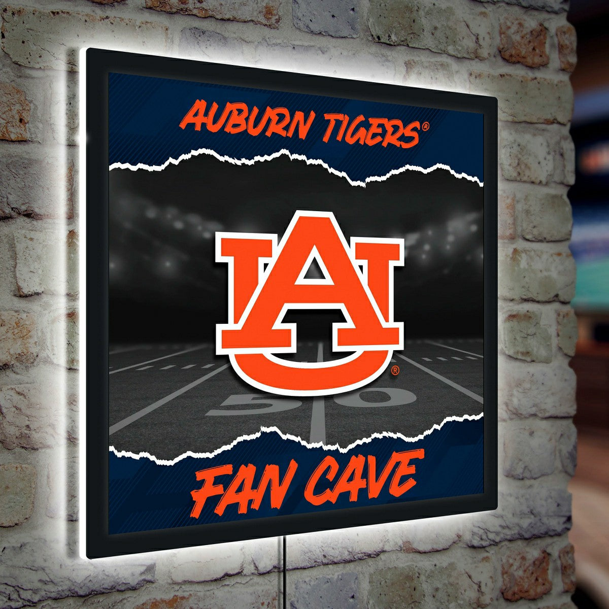 Auburn University 23"H x 23"L LED Wall Decor, Edgelite, Square, Collegiate, Home
