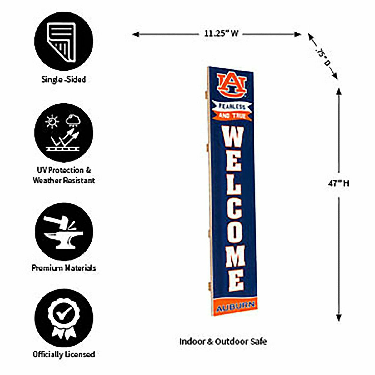 Auburn University Large Single Sided Leaner, 46", Collegiate, Home