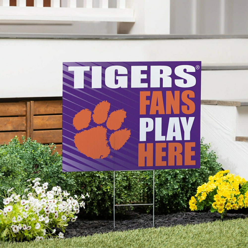 Clemson University Coroplast Yard Sign "Fans Play Here", Collegiate, Home