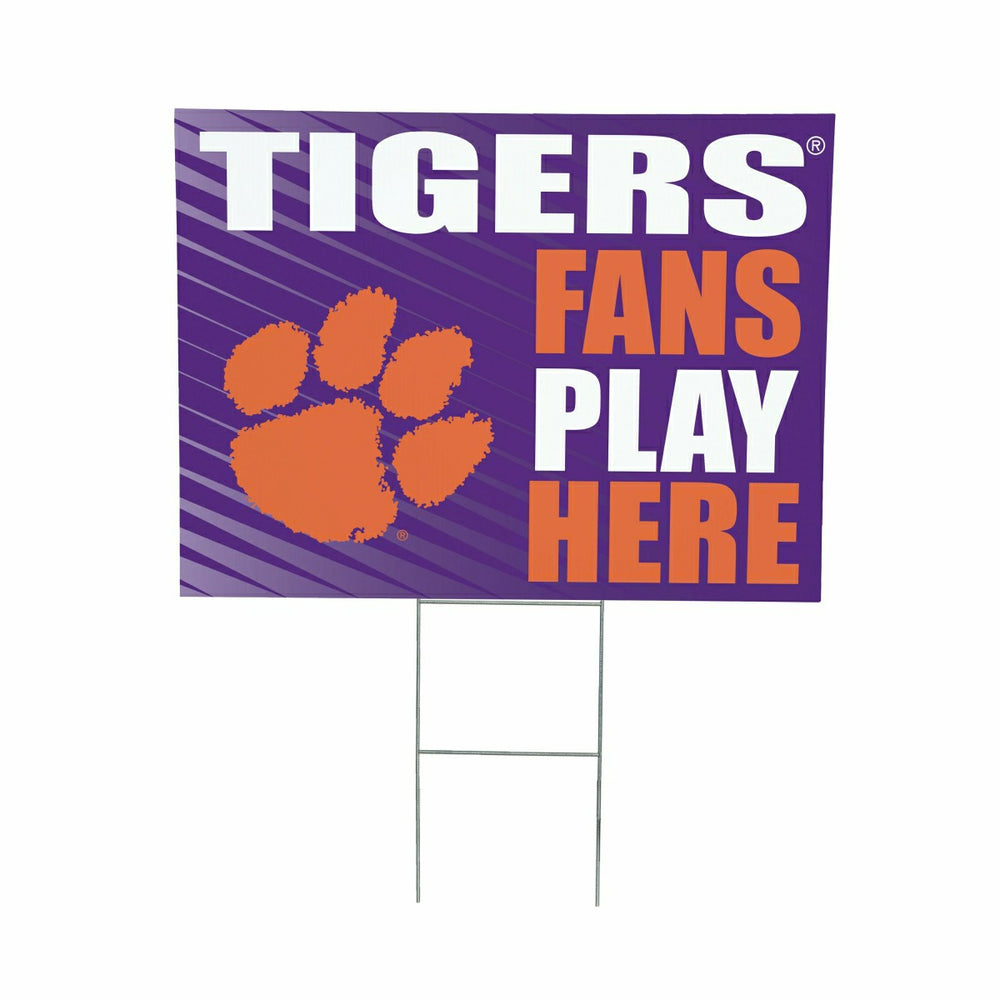 Clemson University Coroplast Yard Sign "Fans Play Here", Collegiate, Home