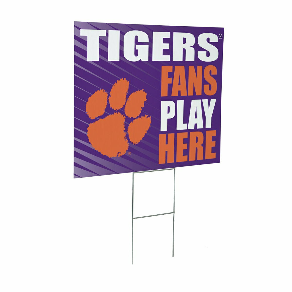 Clemson University Coroplast Yard Sign "Fans Play Here", Collegiate, Home