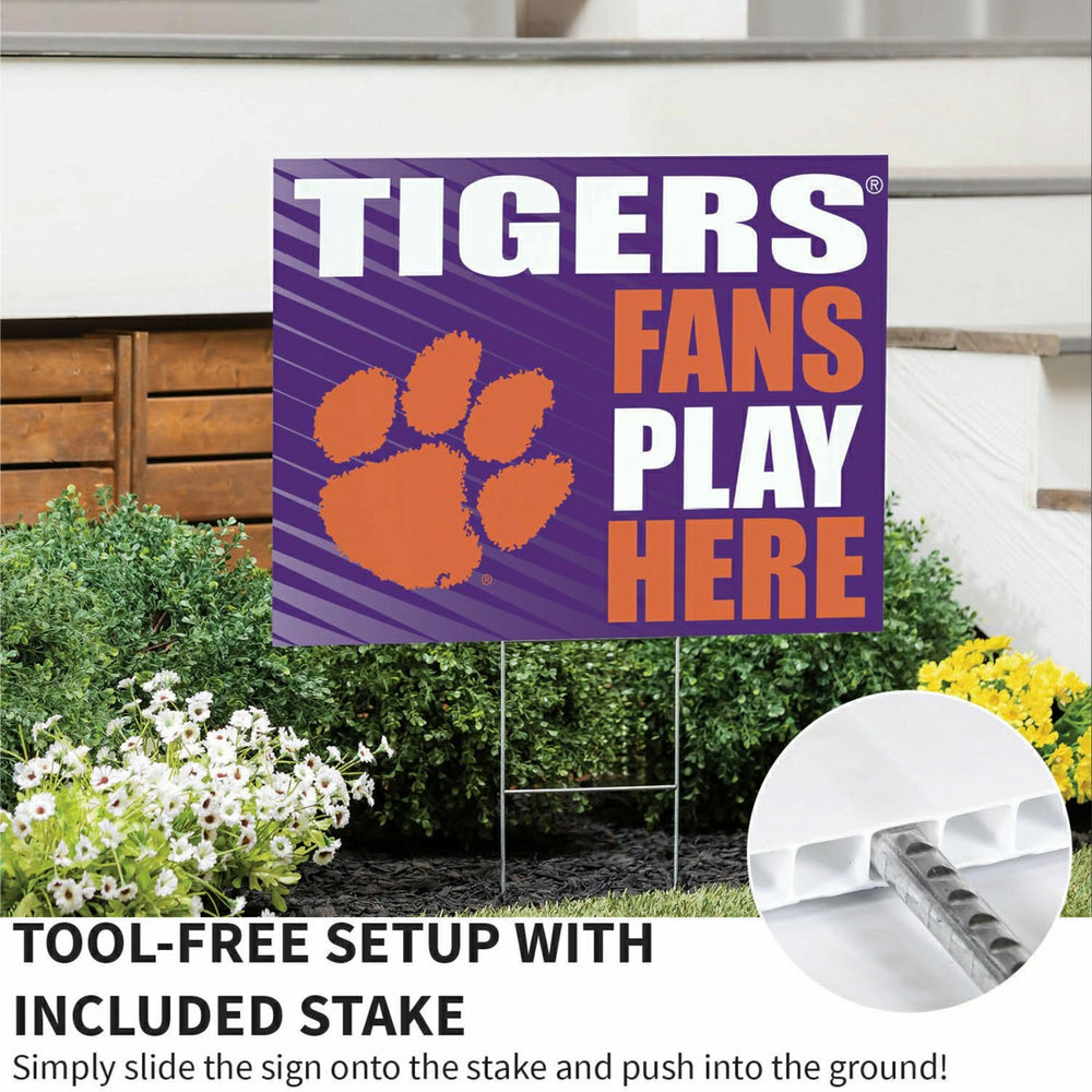 Clemson University Coroplast Yard Sign "Fans Play Here", Collegiate, Home