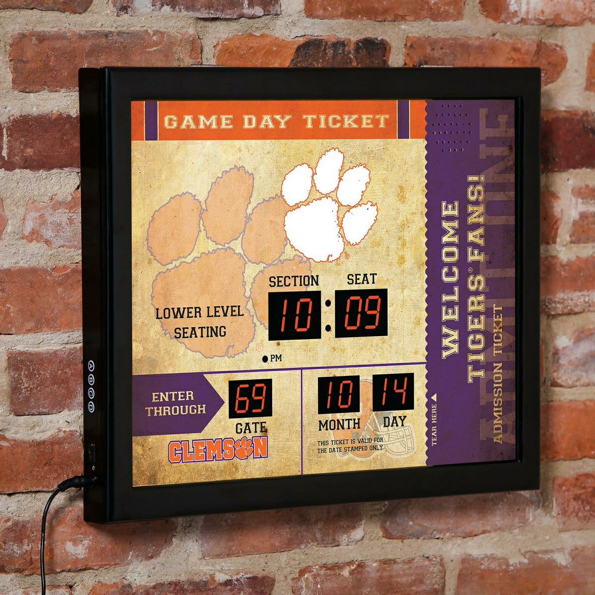 Scoreboard Wall Clock, Clemson, Collegiate, Home