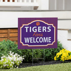 Clemson University Coroplast Yard Sign, "Fans Welcome", Collegiate, Home