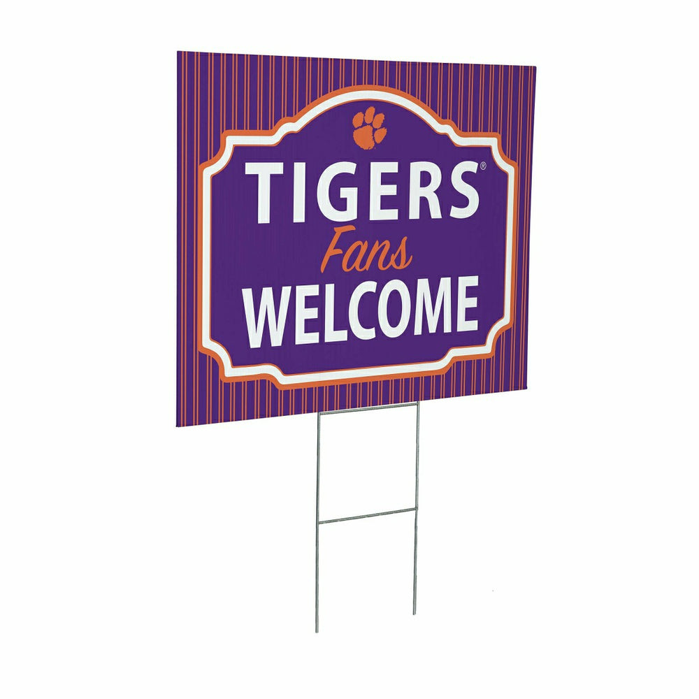 Clemson University Coroplast Yard Sign, "Fans Welcome", Collegiate, Home