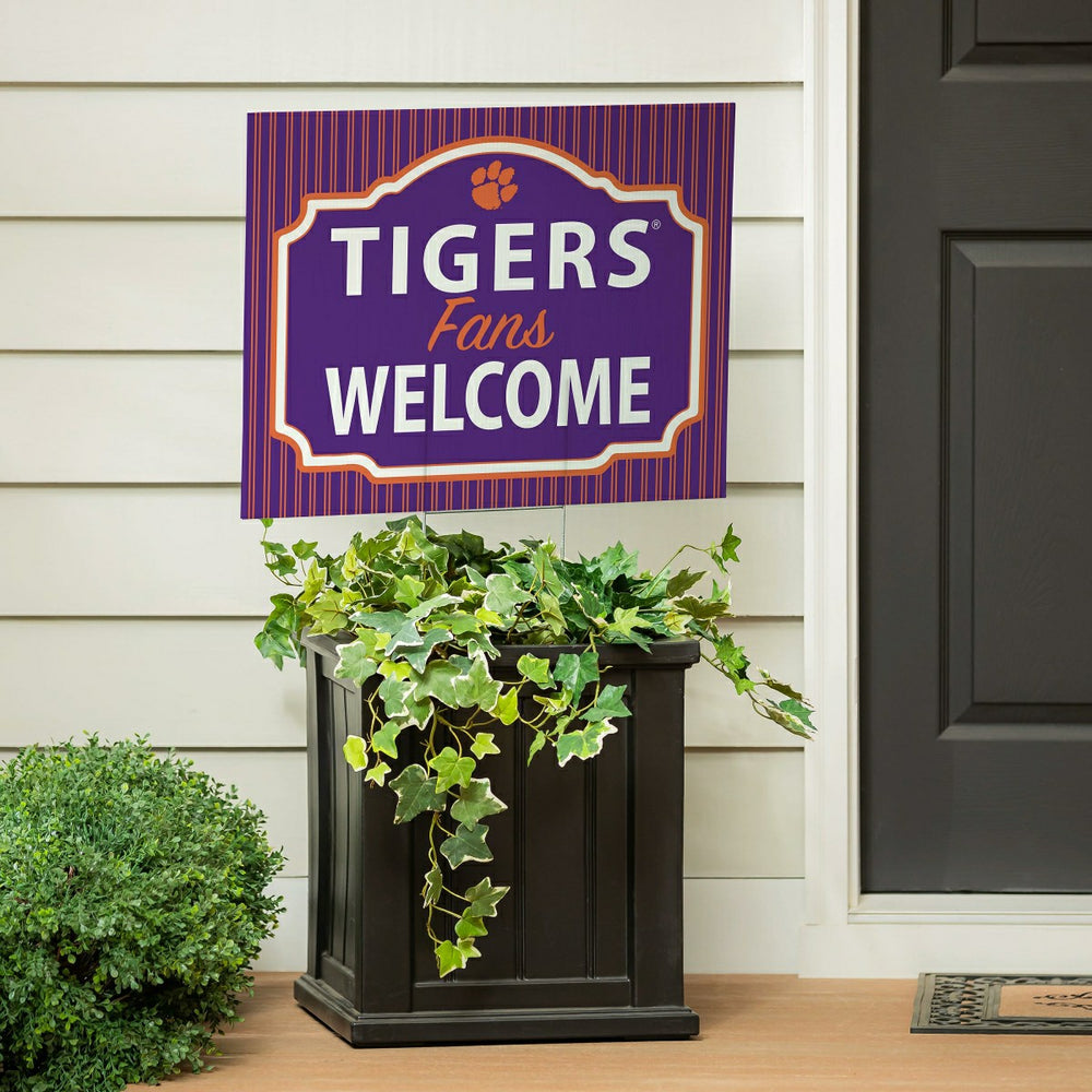 Clemson University Coroplast Yard Sign, "Fans Welcome", Collegiate, Home