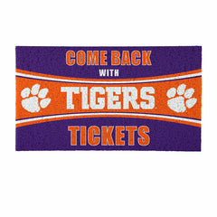 28" x 16" PVC Trapper Mat, Come Back with Tickets, Clemson University, Collegiate