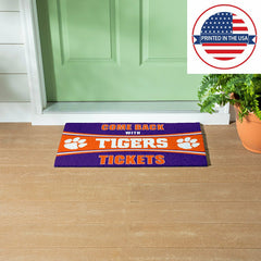 28" x 16" PVC Trapper Mat, Come Back with Tickets, Clemson University, Collegiate