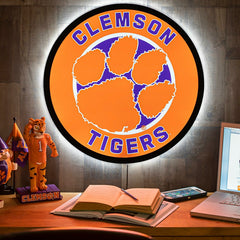LED Wall Decor, Round, Clemson University, Collegiate, Home
