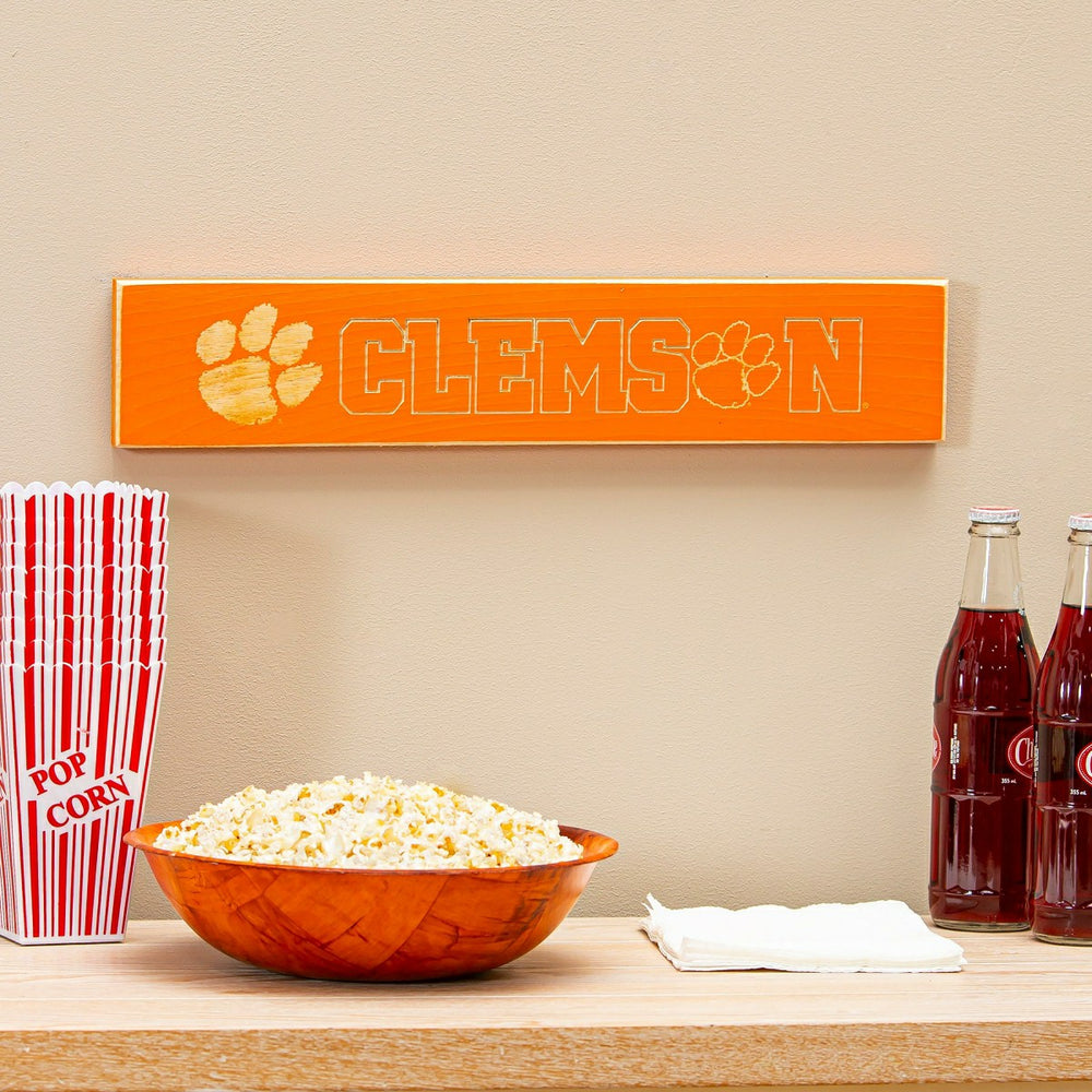 Clemson University Engraved Wood Sign, 3.5" x 18", Collegiate, Home
