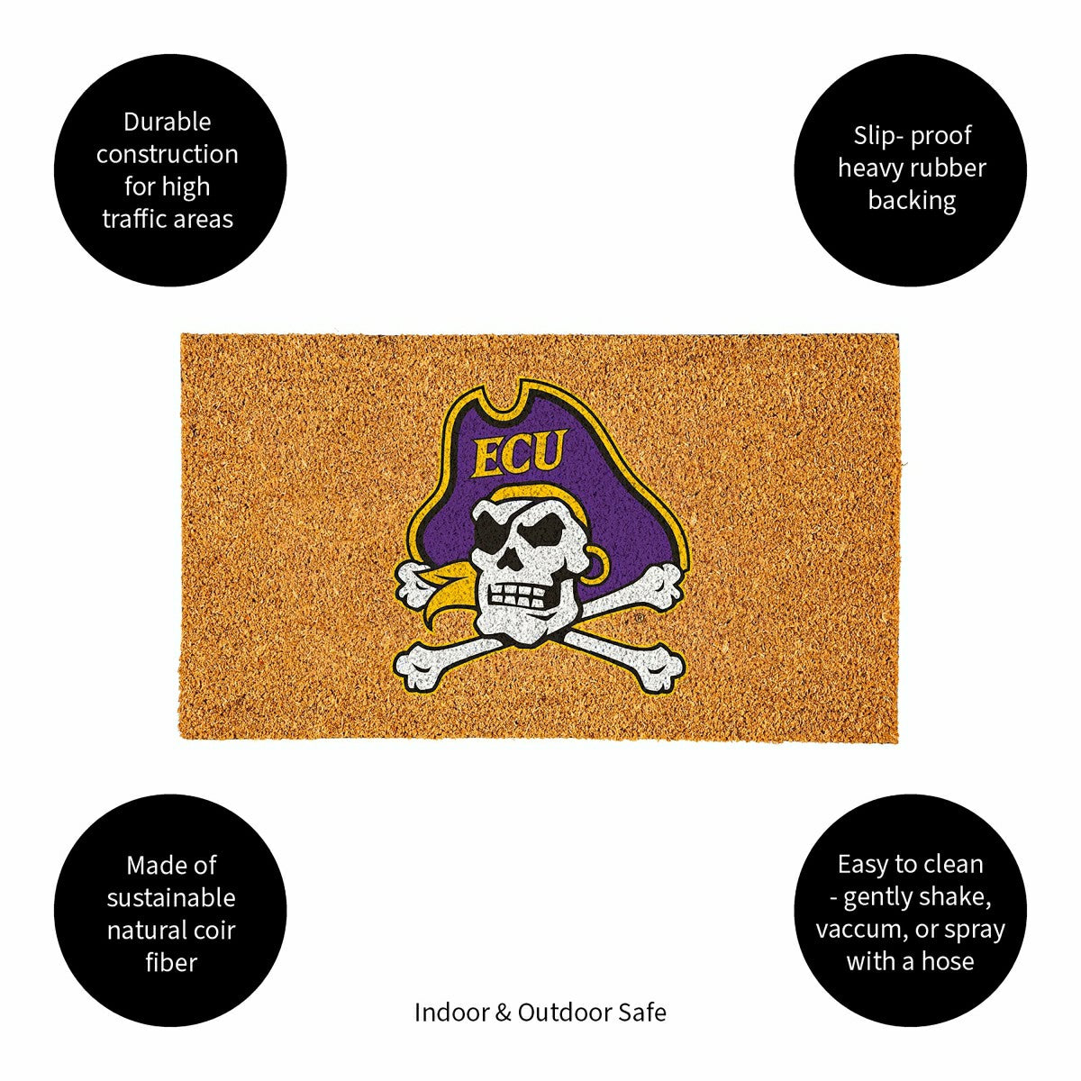 Coir Mat, 16"x28", East Carolina University, Collegiate