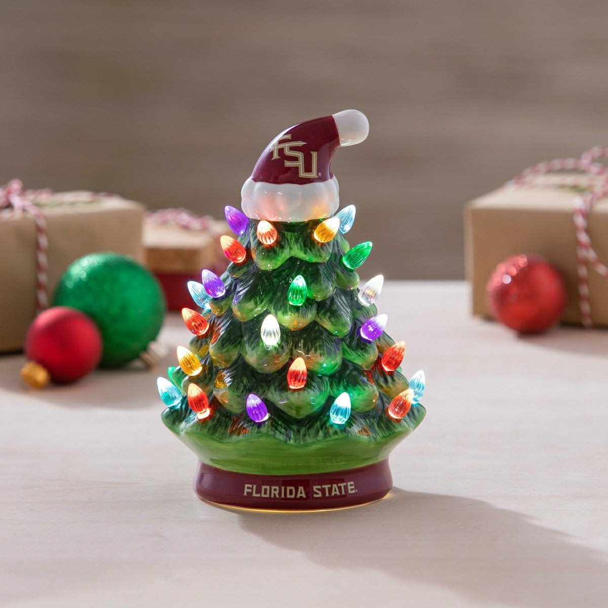 8" LED Ceramic Christmas Tree, Florida State University, Collegiate, Home