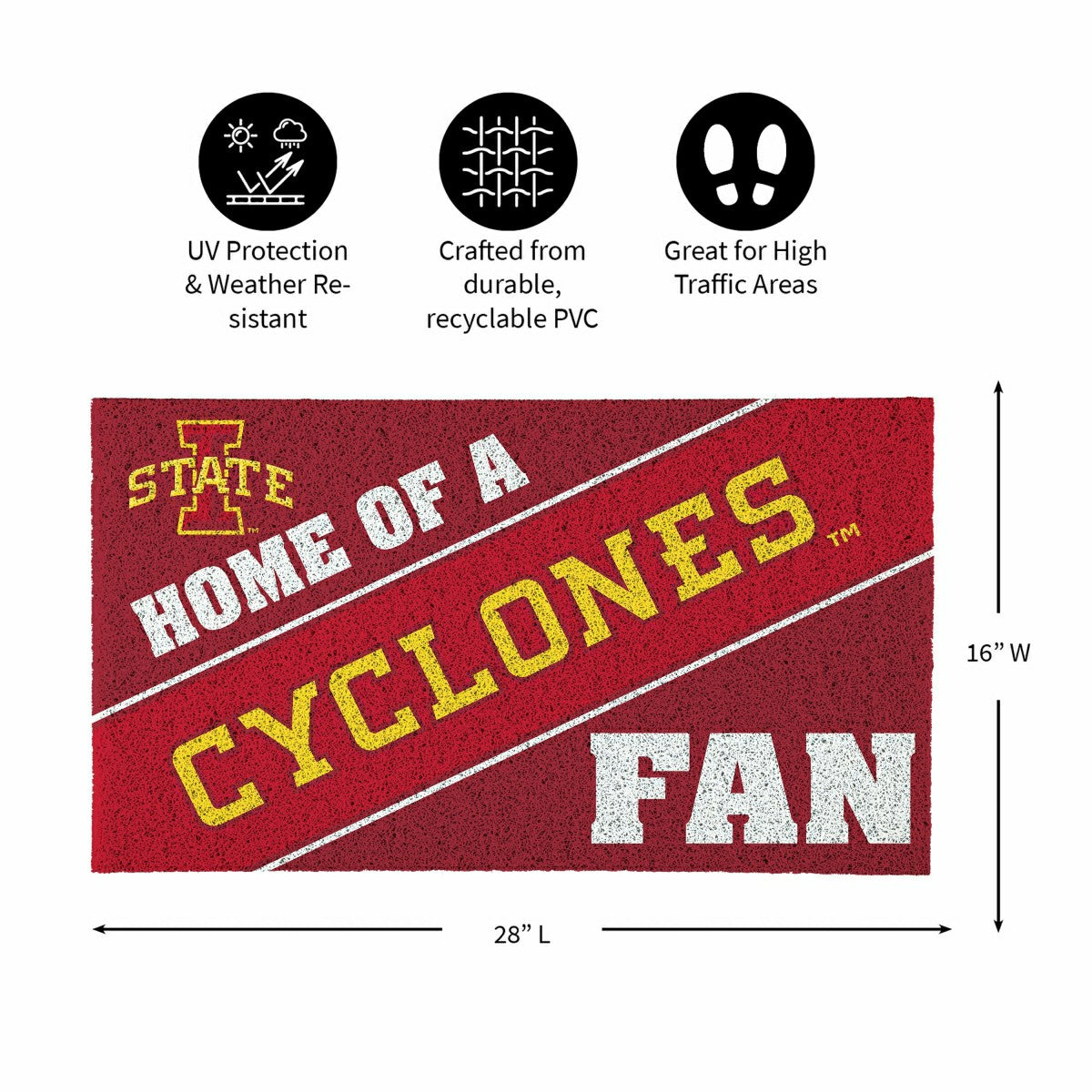 Iowa State University, PVC Mat COLOR, Home of a Fan, Collegiate