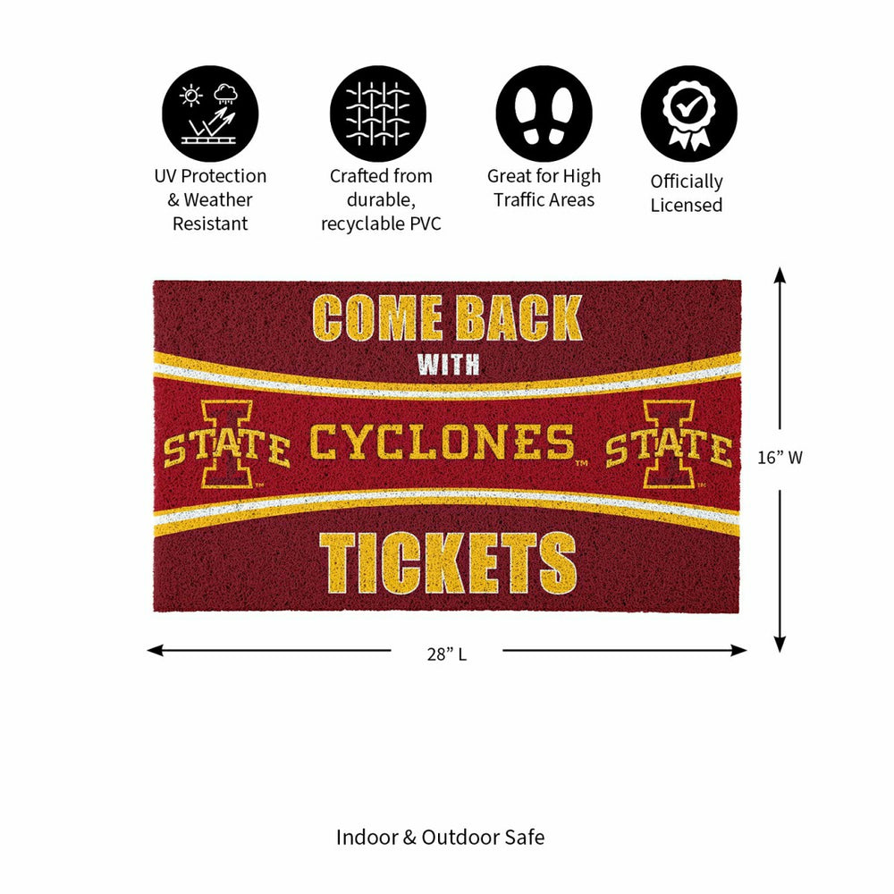 28" x 16" PVC Trapper Mat, Come Back with Tickets, Iowa State Universi, Collegiate