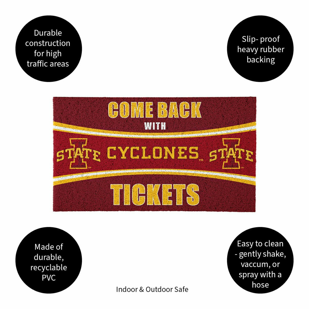 28" x 16" PVC Trapper Mat, Come Back with Tickets, Iowa State Universi, Collegiate