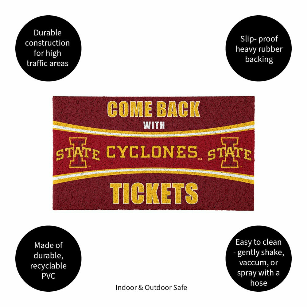 28" x 16" PVC Trapper Mat, Come Back with Tickets, Iowa State Universi, Collegiate