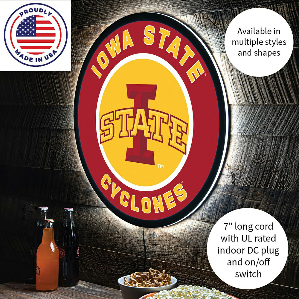 LED Wall Decor, Round, Iowa State University, Collegiate, Home