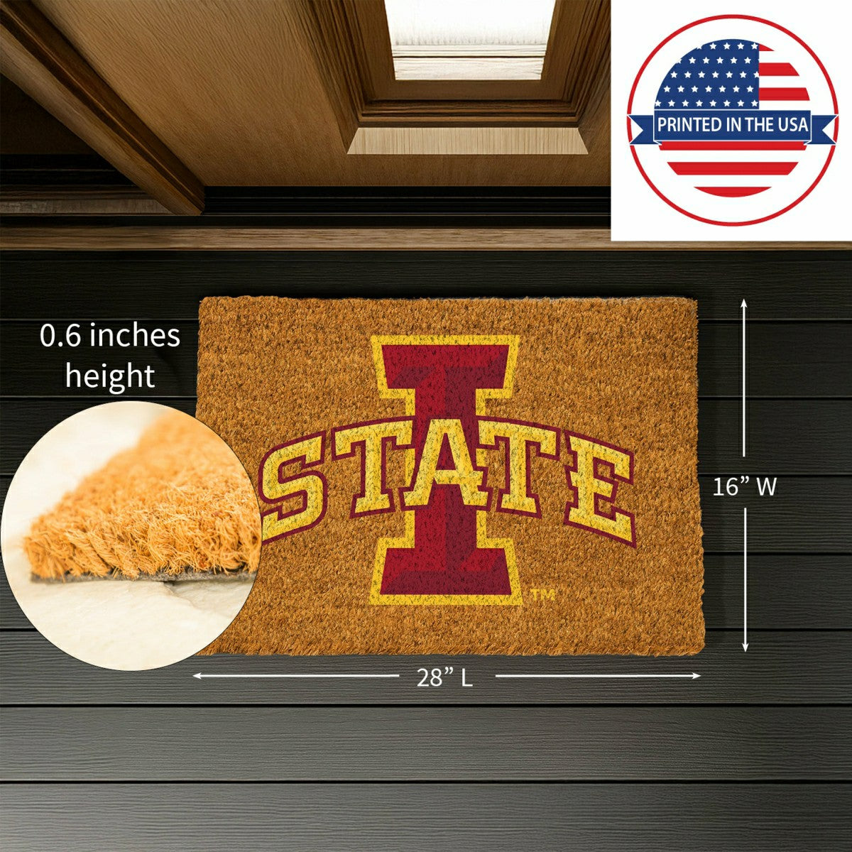 Coir Mat, 16"x28", Iowa State University, Collegiate