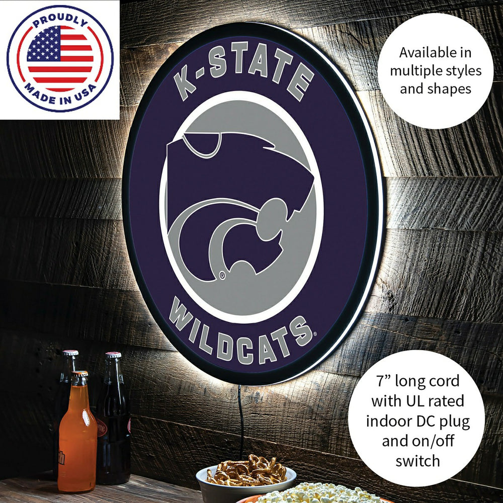 LED Wall Decor, Round, Kansas State University, Collegiate, Home