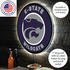 LED Wall Decor, Round, Kansas State University, Collegiate, Home