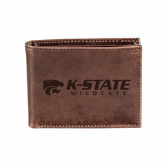 Kansas State University, Bi-Fold Wallet, Brown, CH, 100% Genuine Leath, Collegiate, Home