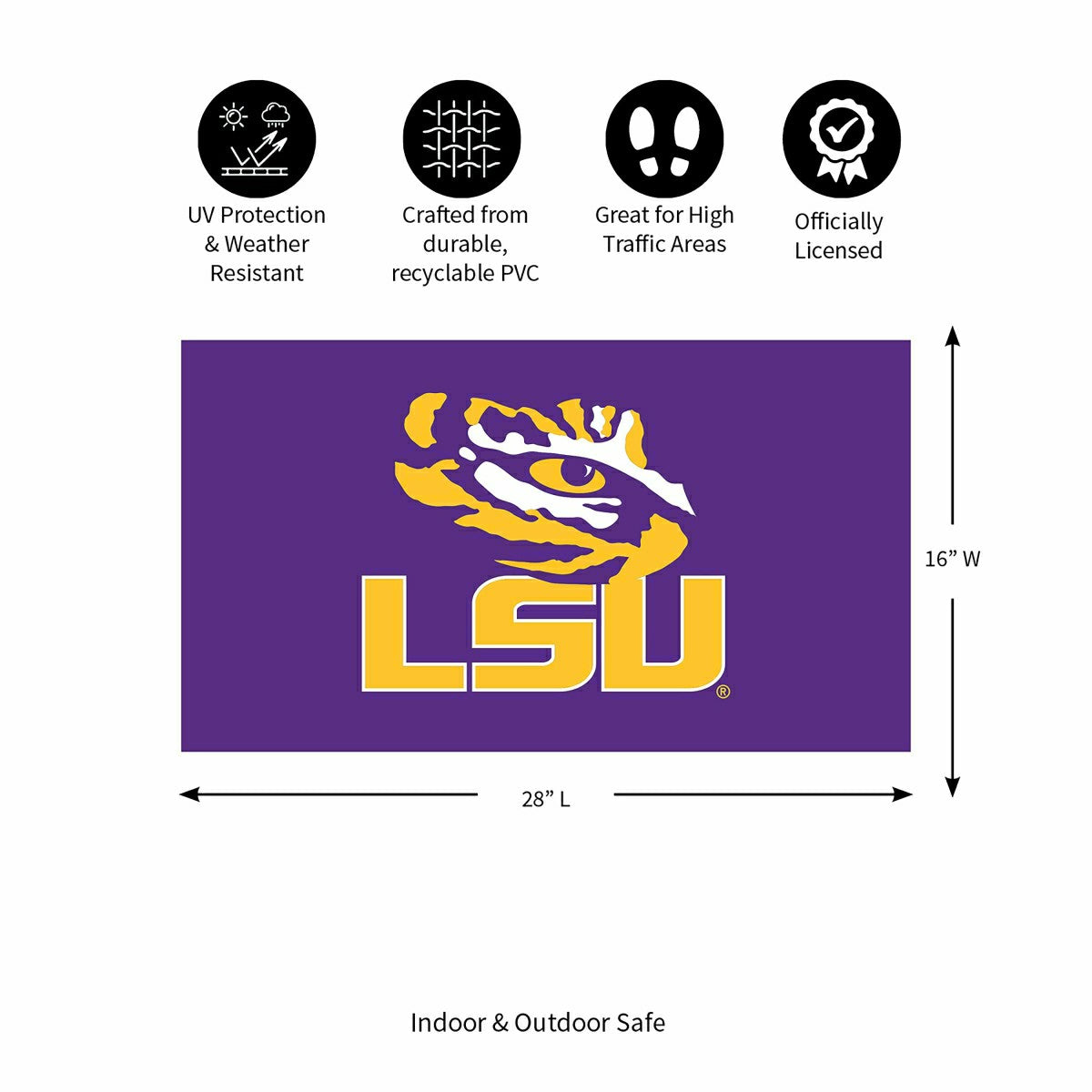 Full Color PVC Mat, 16" x 28", Louisiana State University, Collegiate