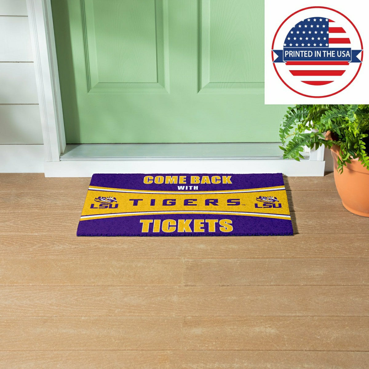 28" x 16" PVC Trapper Mat, Come Back with Tickets, Louisiana State Uni, Collegiate