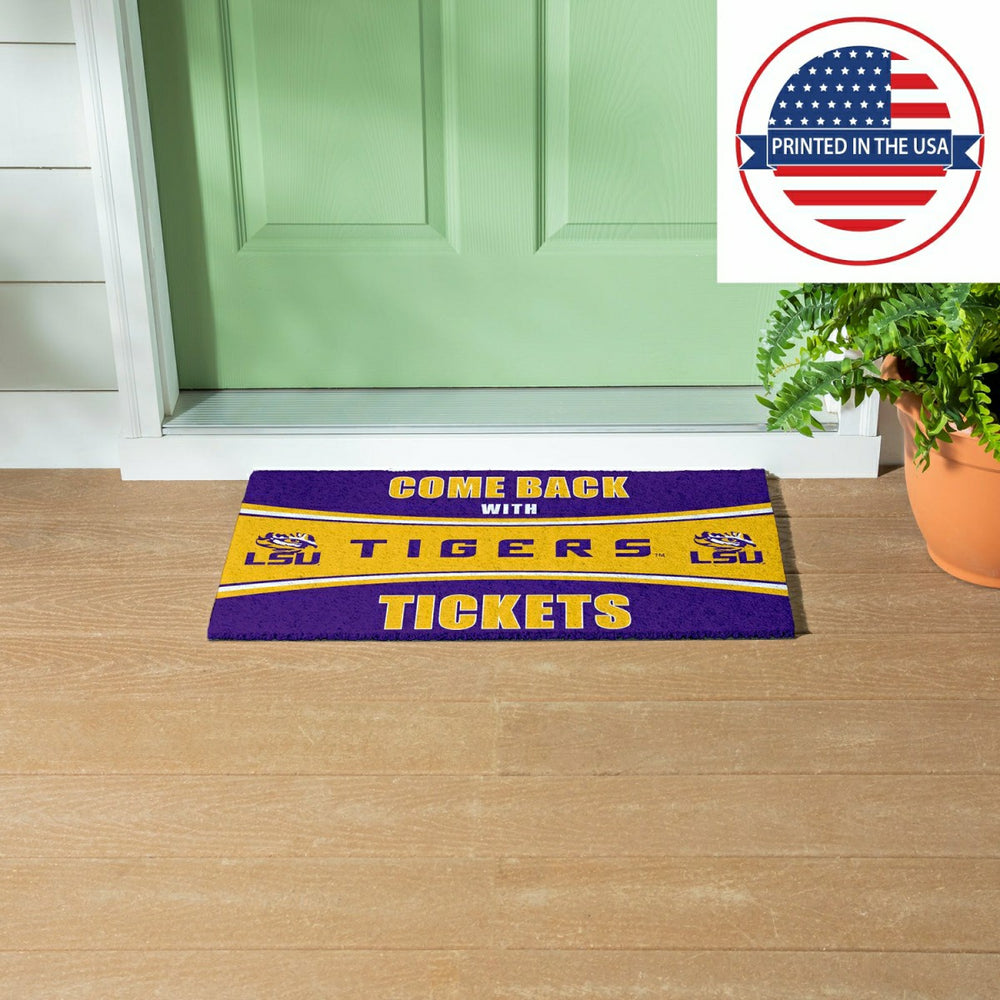 28" x 16" PVC Trapper Mat, Come Back with Tickets, Louisiana State Uni, Collegiate