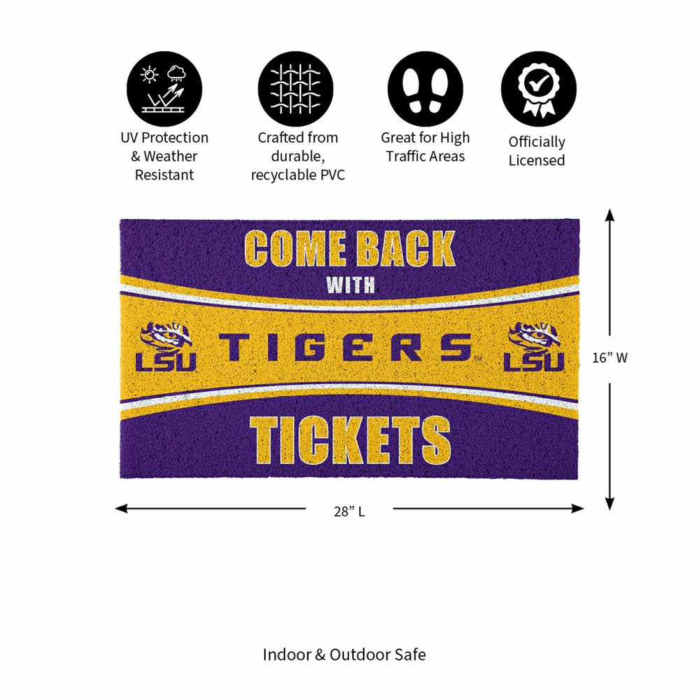 28" x 16" PVC Trapper Mat, Come Back with Tickets, Louisiana State Uni, Collegiate