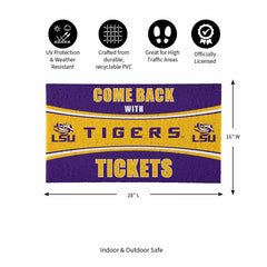 28" x 16" PVC Trapper Mat, Come Back with Tickets, Louisiana State Uni, Collegiate