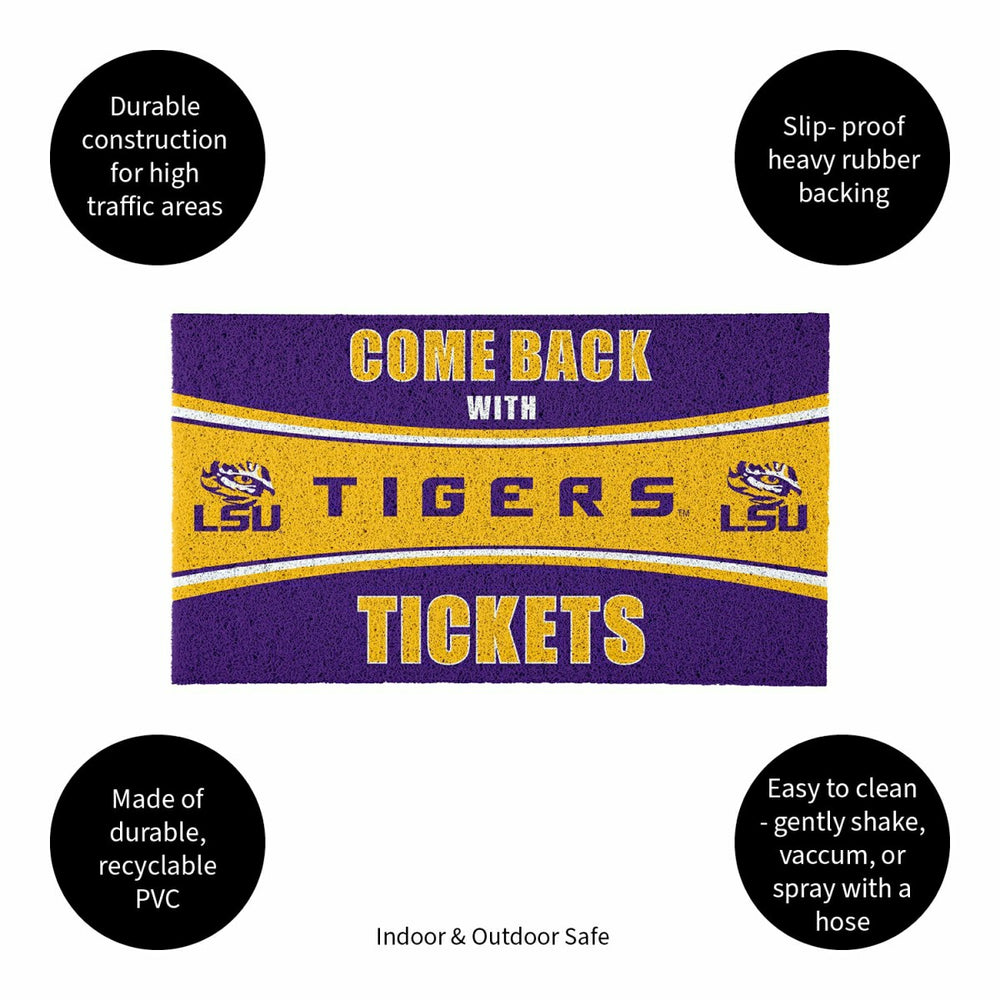 28" x 16" PVC Trapper Mat, Come Back with Tickets, Louisiana State Uni, Collegiate