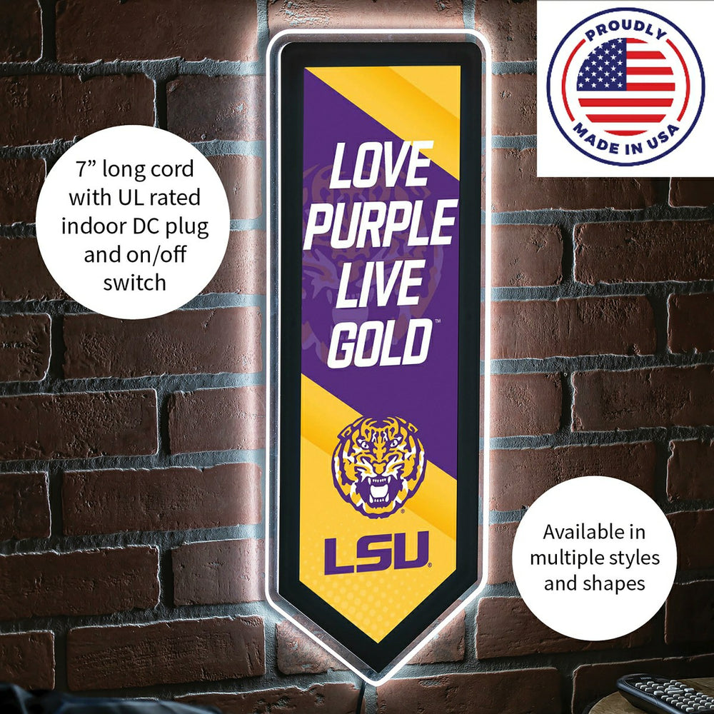 LED Wall Decor, Pennant, Louisiana State University, Collegiate, Home