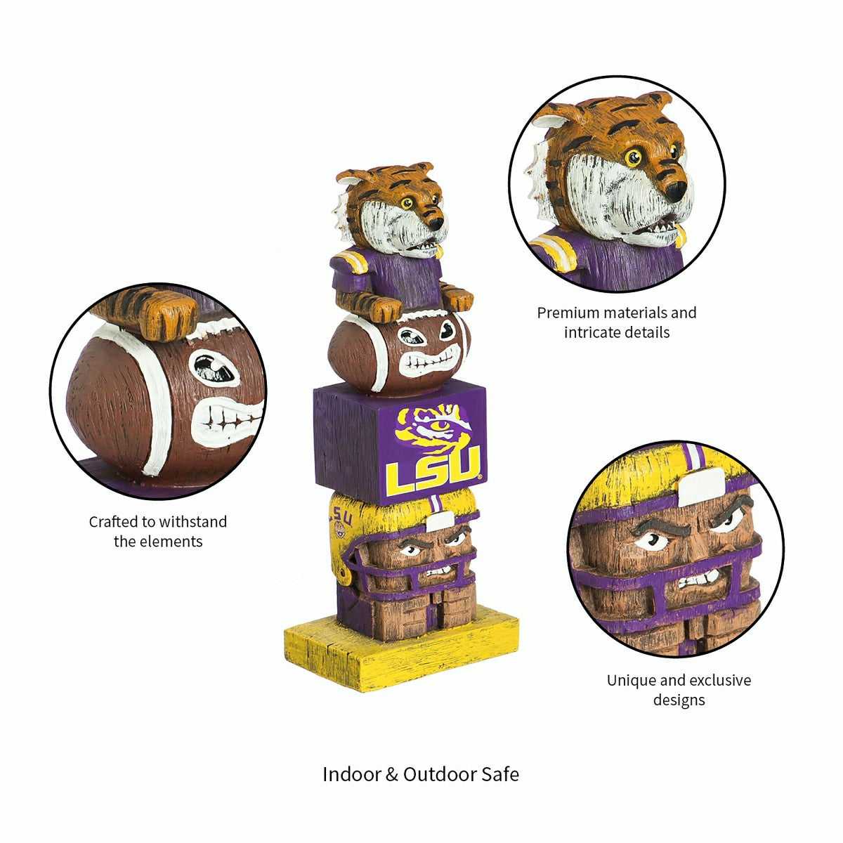LSU Tigers Tiki Team Totem Garden Statue, Collegiate, Home