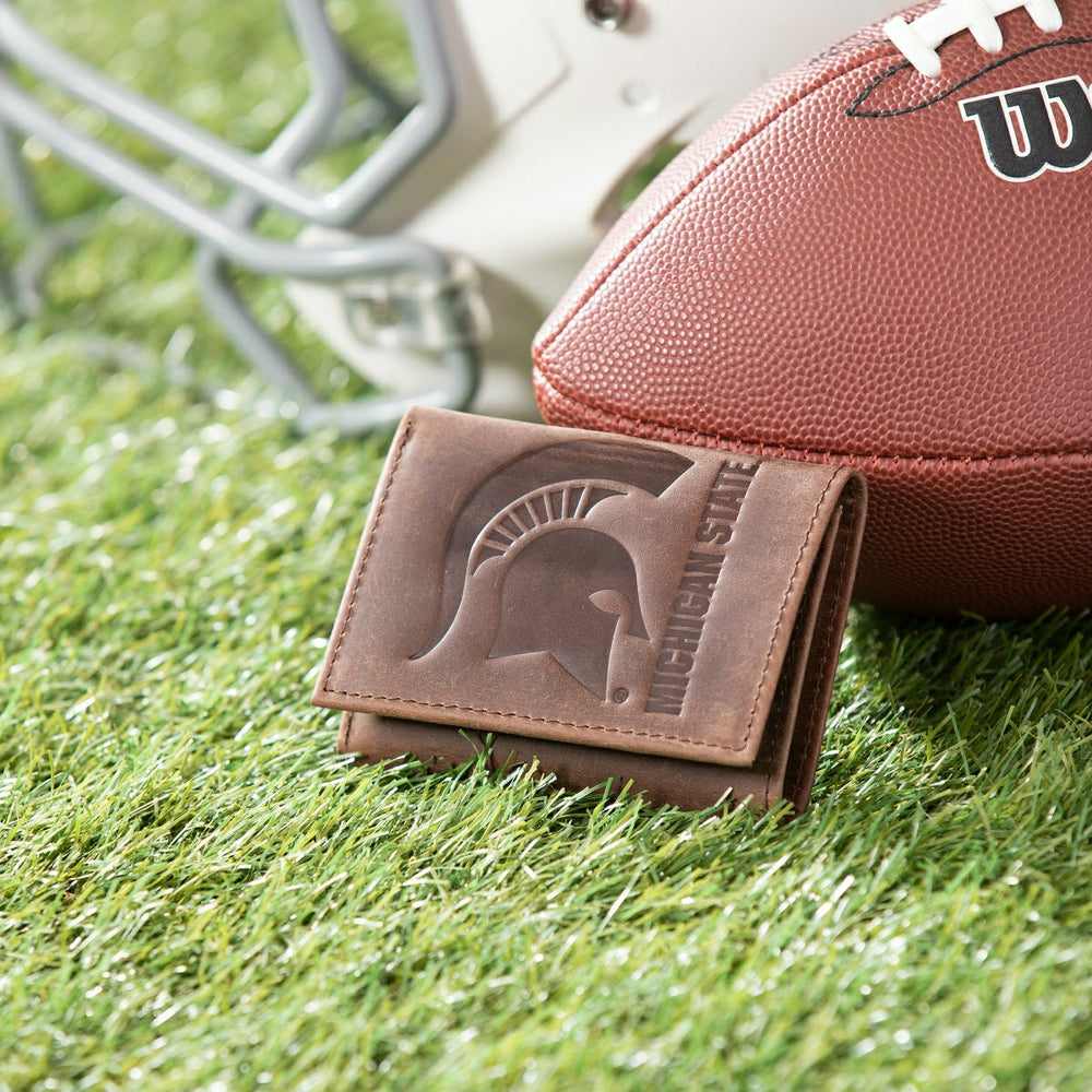 Michigan State, Tri-Fold Wallet, Brown, CH, 100% Genuine Leather, Collegiate, Home