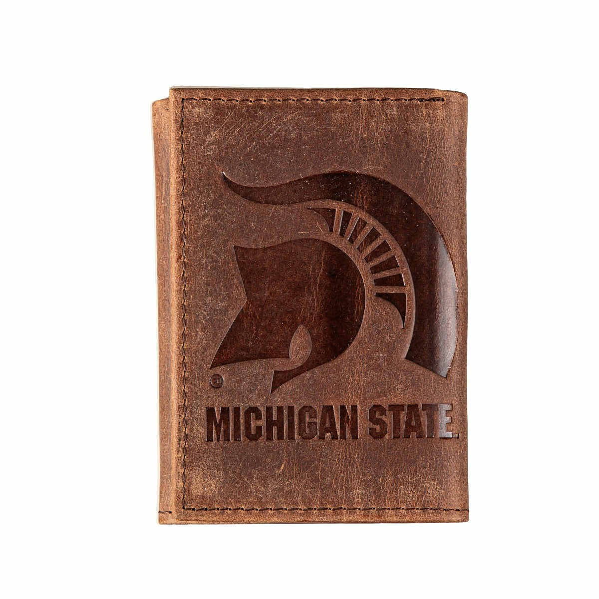 Michigan State, Tri-Fold Wallet, Brown, CH, 100% Genuine Leather, Collegiate, Home