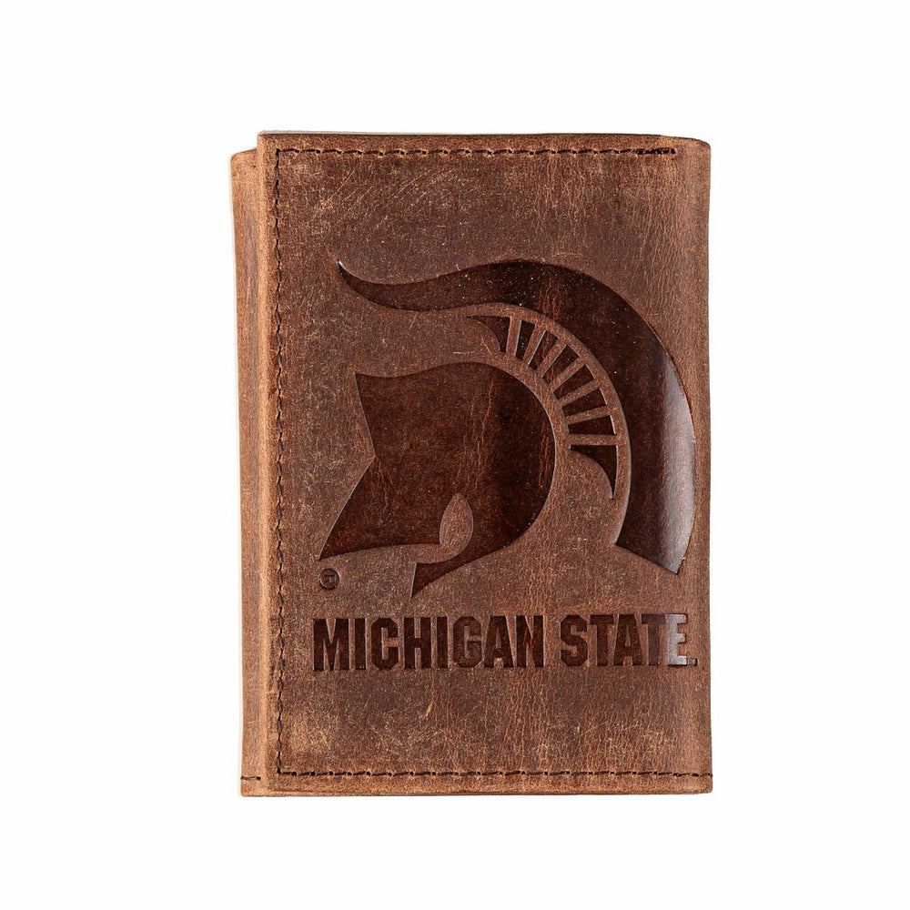 Michigan State, Tri-Fold Wallet, Brown, CH, 100% Genuine Leather, Collegiate, Home
