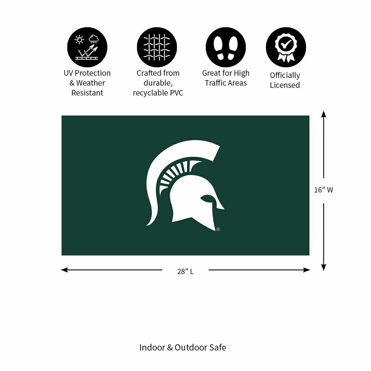 Full Color PVC Mat, 16" x 28", Michigan State University, Collegiate