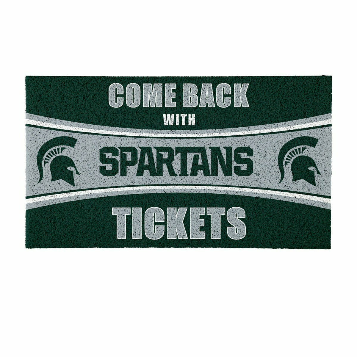 28" x 16" PVC Trapper Mat, Come Back with Tickets, Michigan State Univ, Collegiate