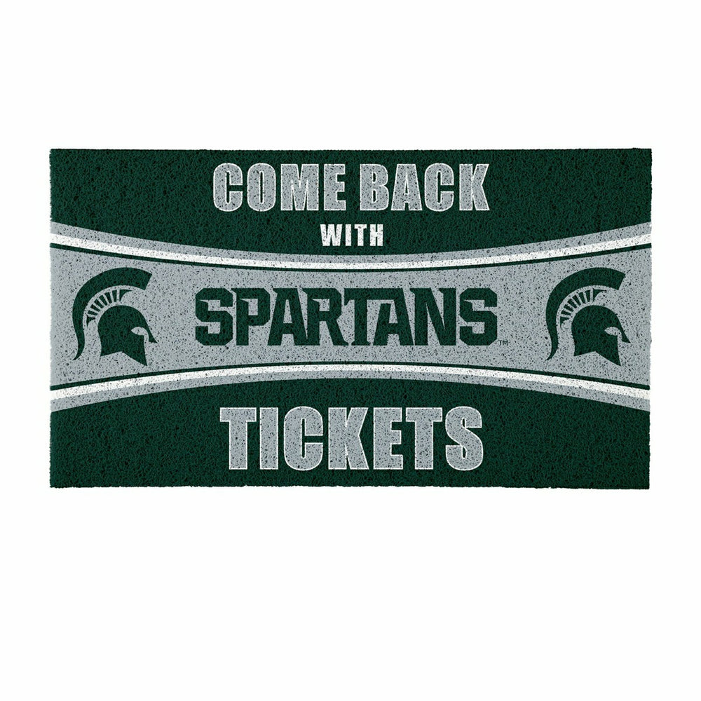 28" x 16" PVC Trapper Mat, Come Back with Tickets, Michigan State Univ, Collegiate