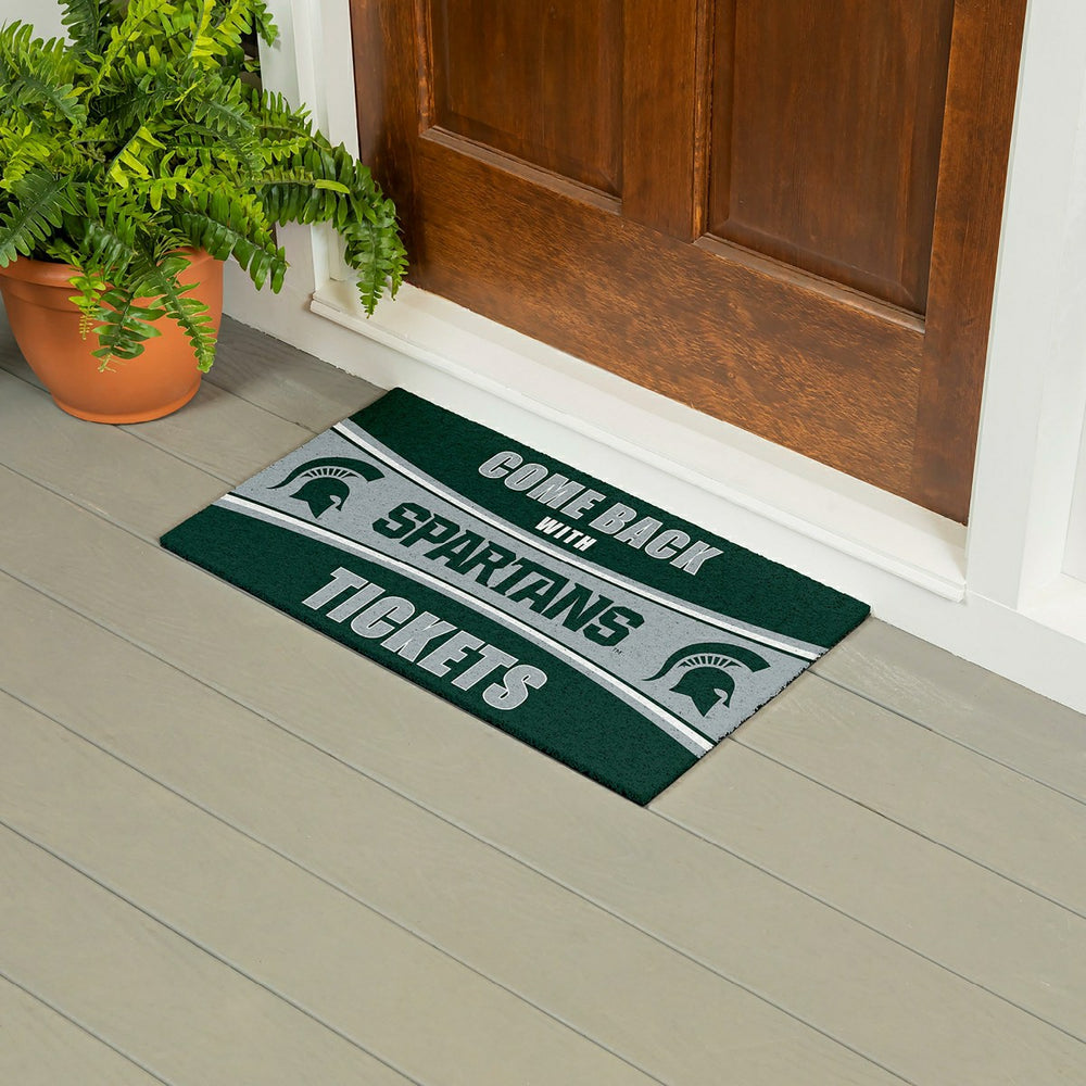 28" x 16" PVC Trapper Mat, Come Back with Tickets, Michigan State Univ, Collegiate