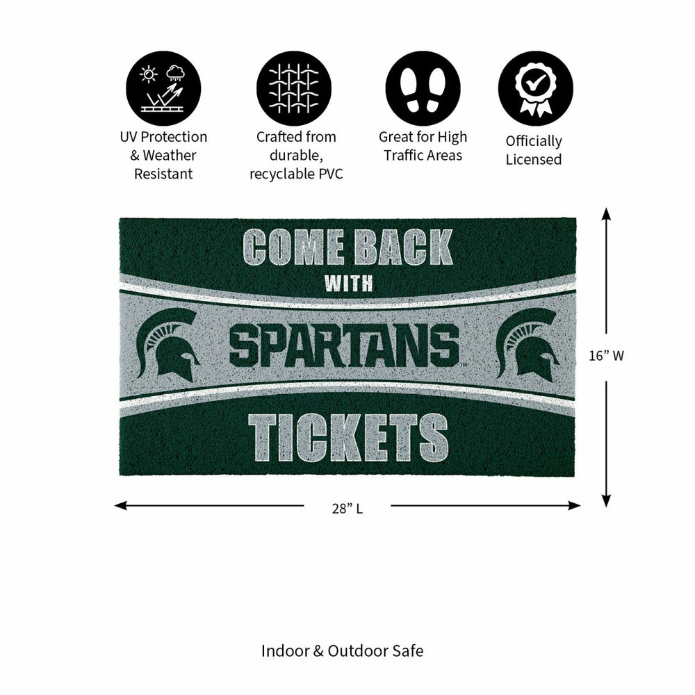 28" x 16" PVC Trapper Mat, Come Back with Tickets, Michigan State Univ, Collegiate