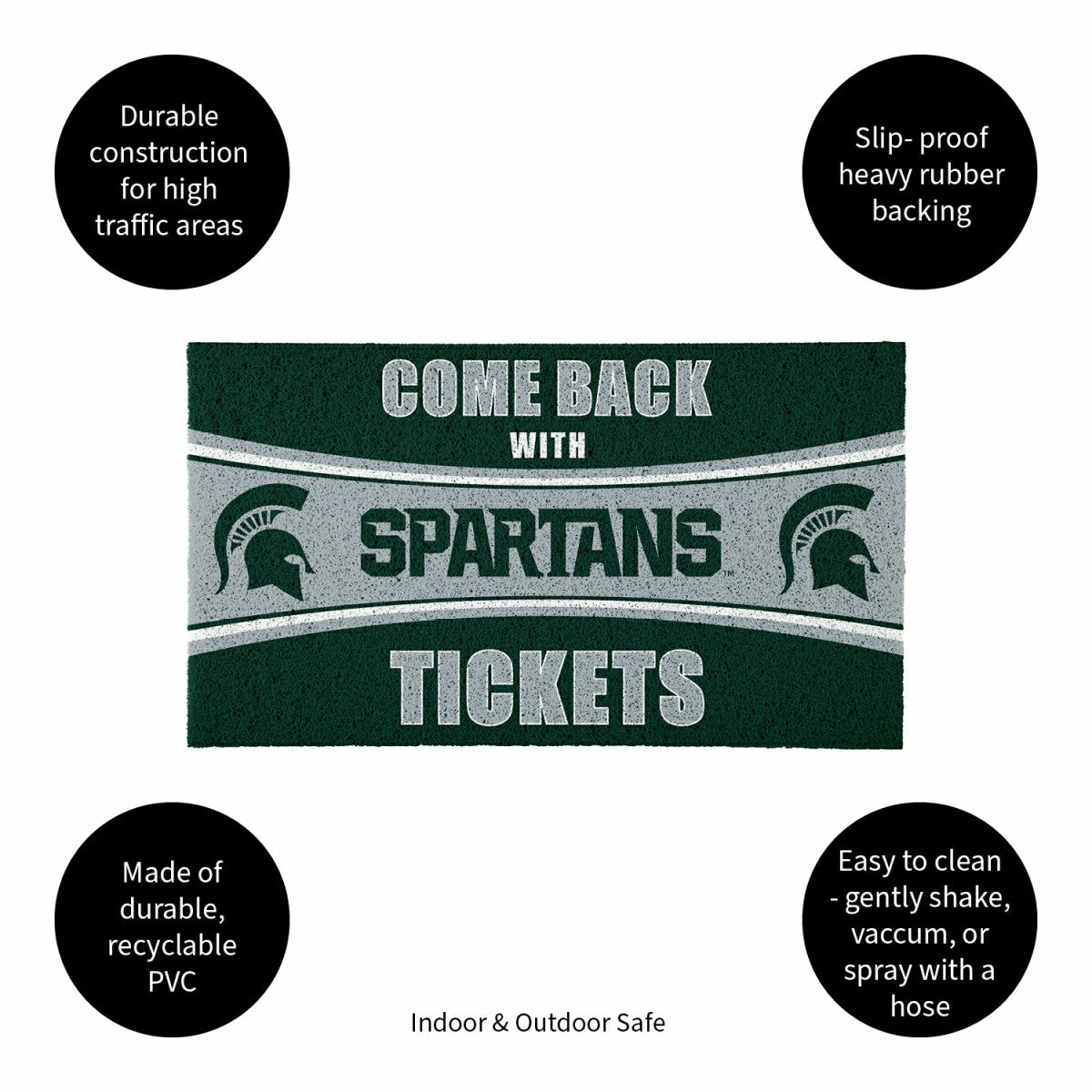 28" x 16" PVC Trapper Mat, Come Back with Tickets, Michigan State Univ, Collegiate
