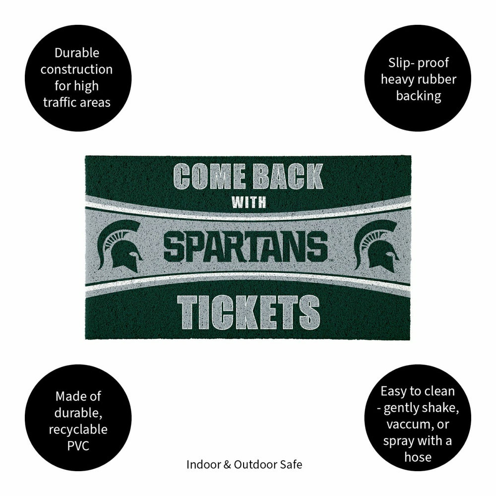 28" x 16" PVC Trapper Mat, Come Back with Tickets, Michigan State Univ, Collegiate