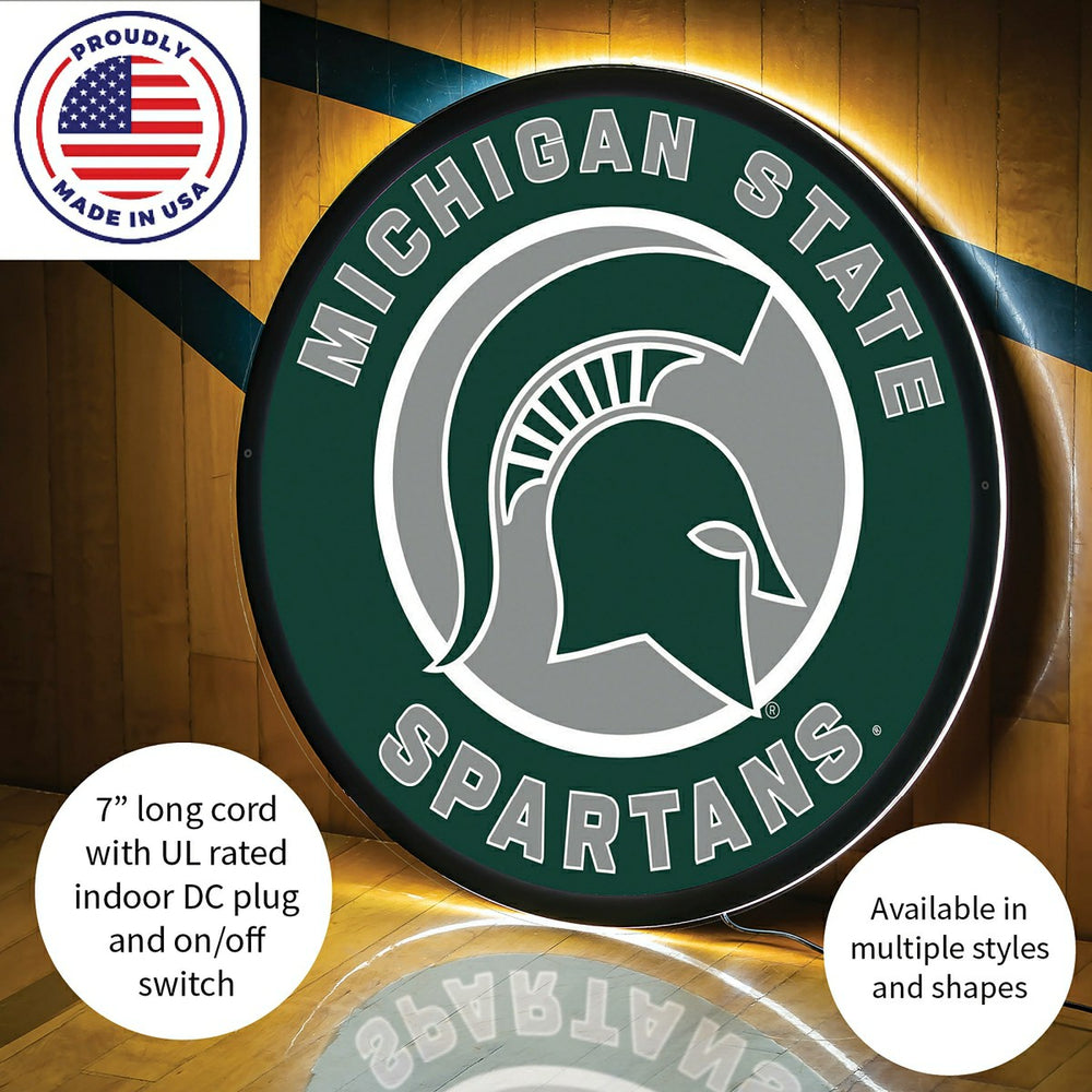 LED Wall Decor, Round, Michigan State University, Collegiate, Home