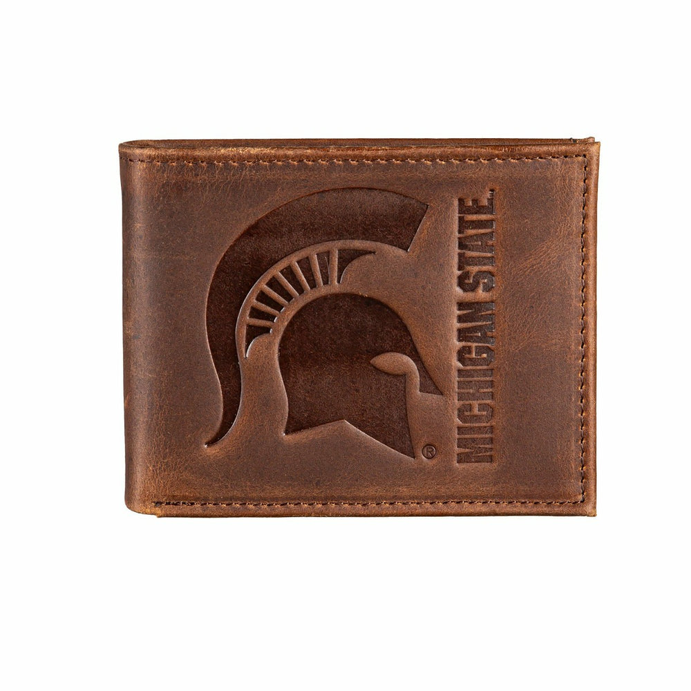 Michigan State, Bi-Fold Wallet, Brown, CH, 100% Genuine Leather, Collegiate, Home