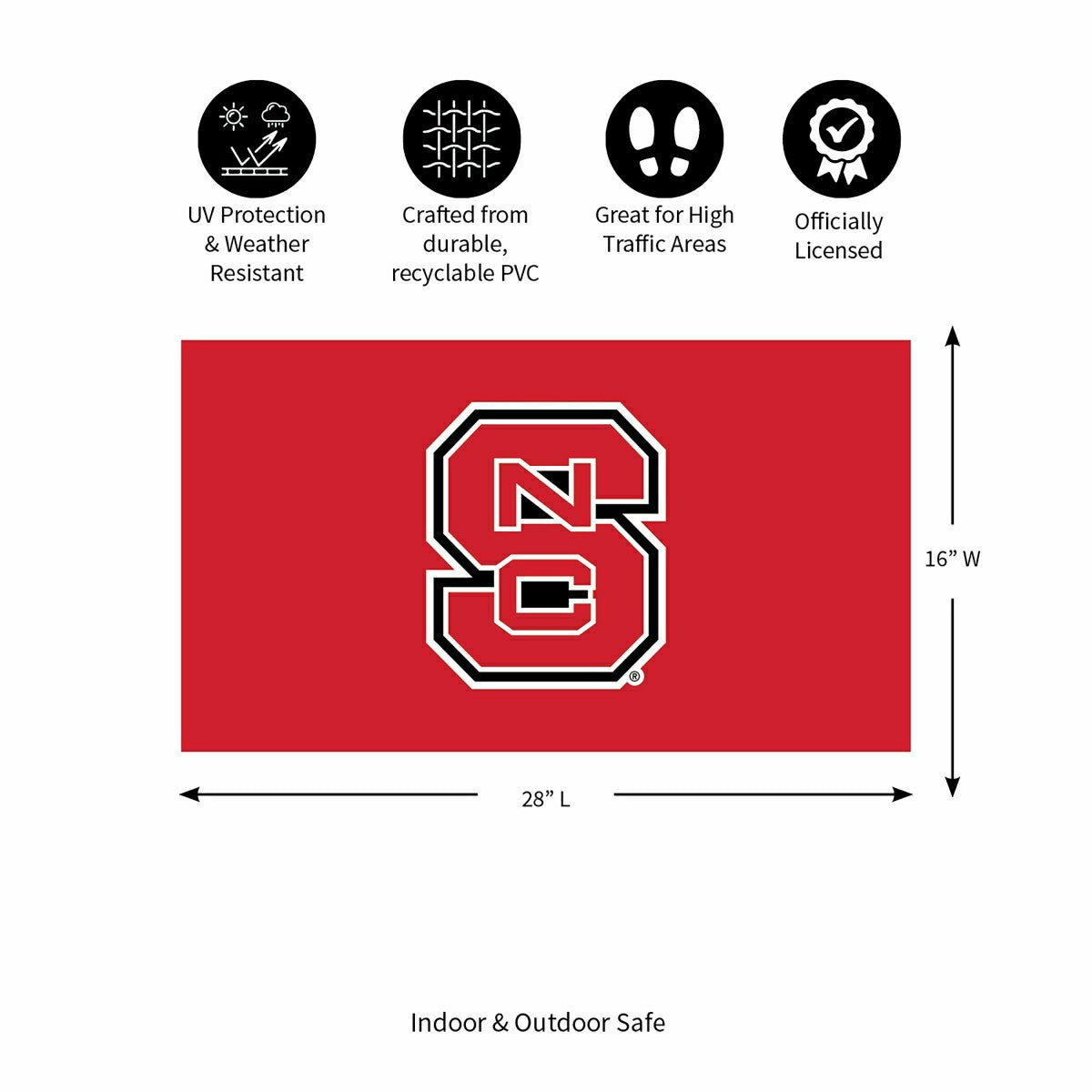 Full Color PVC Mat, 16" x 28", North Carolina State University, Collegiate