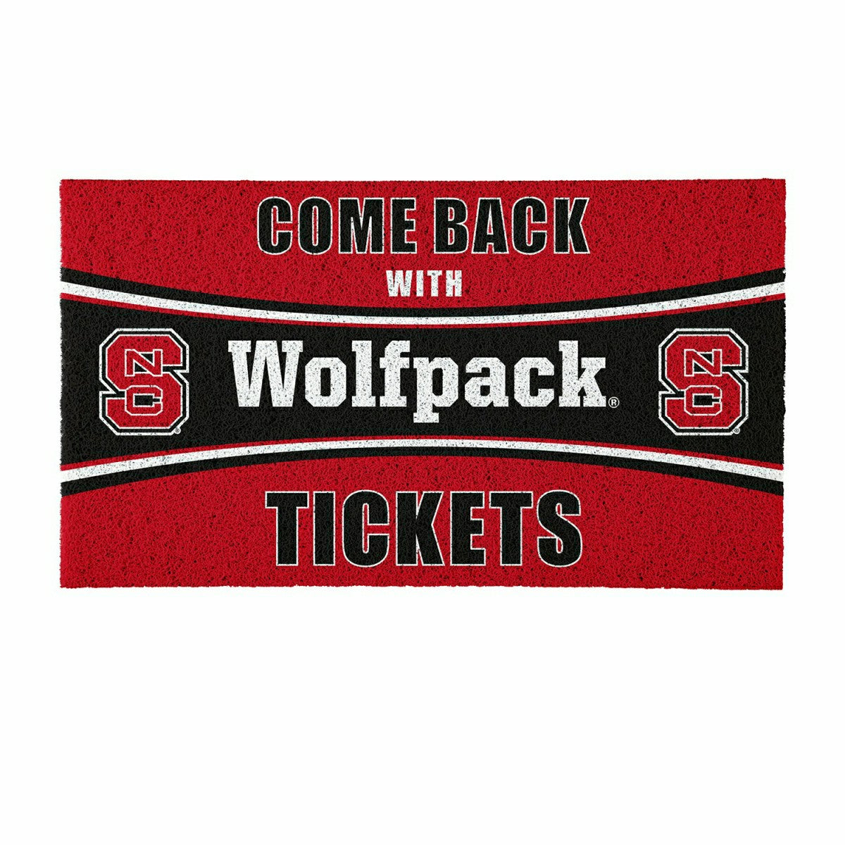 28" x 16" PVC Trapper Mat, Come Back with Tickets, North Carolina Stat, Collegiate