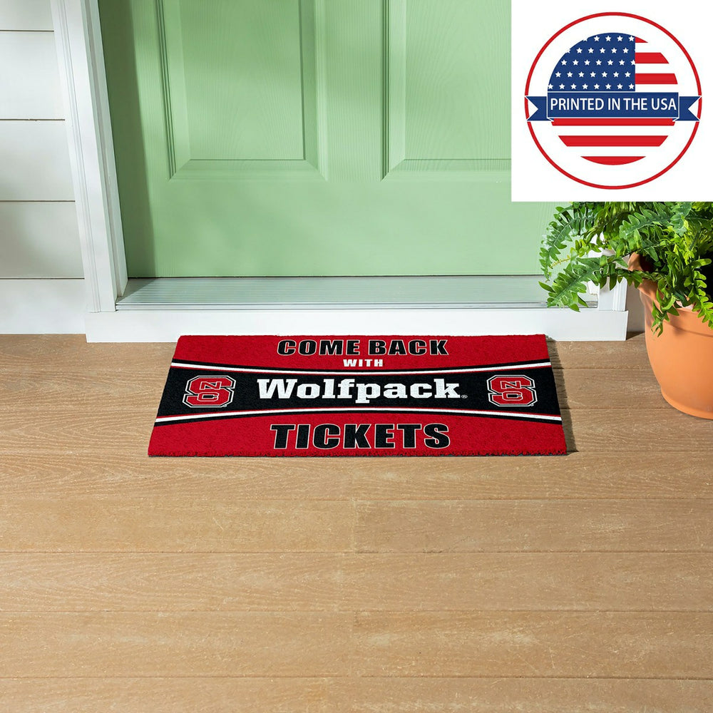28" x 16" PVC Trapper Mat, Come Back with Tickets, North Carolina Stat, Collegiate